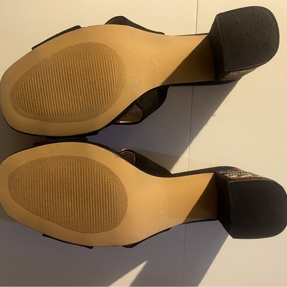 Eloquii Black Mules Size 8 Medium with Decorative Embroidered Block Heels NWOT - Picture 7 of 12